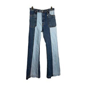 Revice Denim Jeans Woodstock Panelled Hi-Waist Flare Pants Women's Size 31 Blue